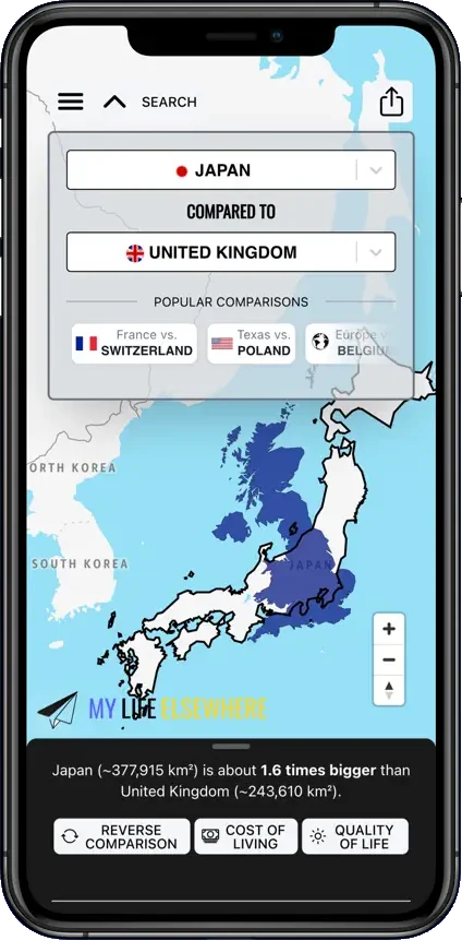 MapSize app on iPhone